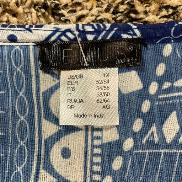 VENUS Bohemian Blue and White Pom Pom Patterned Swim Cover Up Size 1X | NWOT - Picture 5 of 6